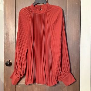 ADIVA Burnt Red Pleated Blouse